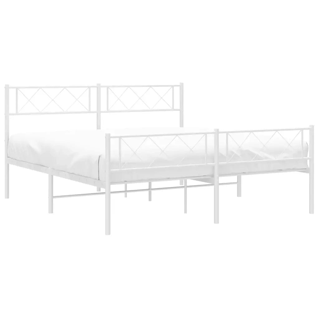 Giroletto con Testiera e Pediera-Struttura Letto Metallo Bianco 140x190 cm 810995