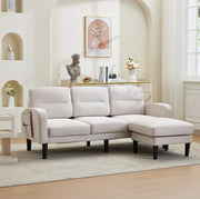 Divano angolare L con chaise longue e tasche laterali, 204x136x80 cm, beige