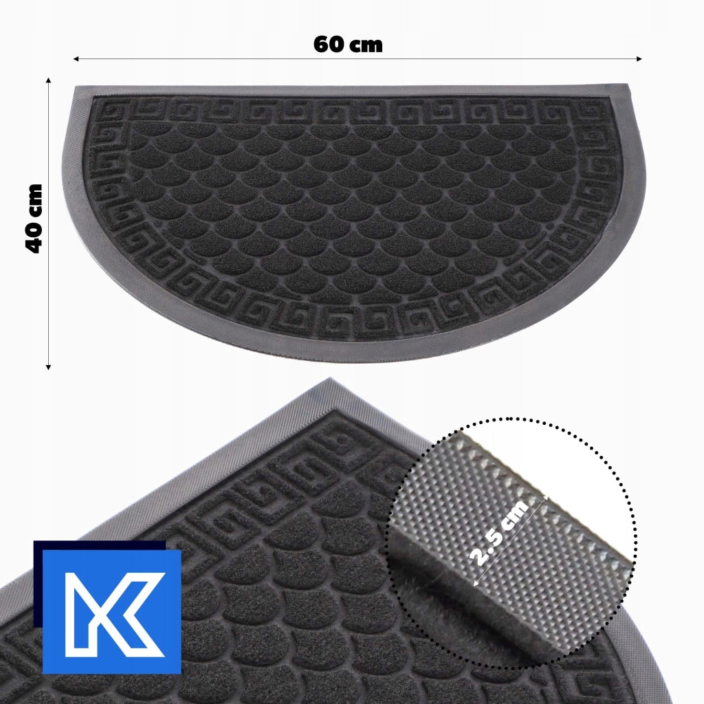 Zerbino da ingresso KADAX per esterni, semicircolare in gomma, 60x40 cm