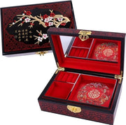 Cassettino per gioielli - Scatola per orologi - Box per laccatura - Rosso - Acacia