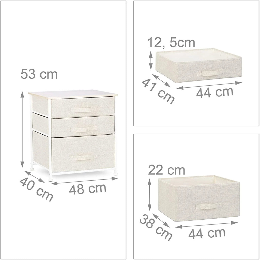 Cassettiera mobile contenitore mensola con cassetti tessuto beige 13_0002582_2