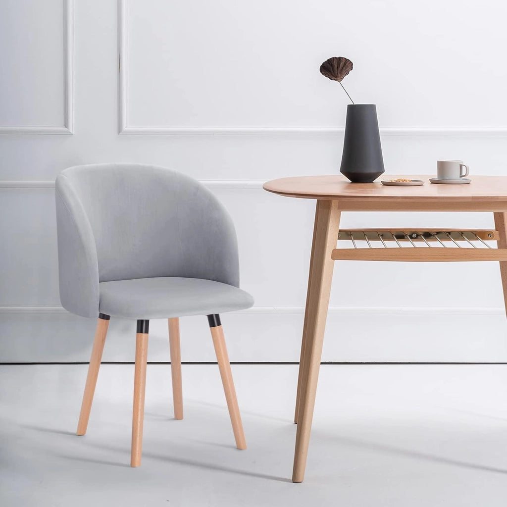 set di 2 sedie sala da pranzo sedie cucina moderne poltroncina salotto Adatte per Sala Pranzo, Soggiorno, Camera da Letto Estetica in Tessuto di velluto Gambe di Legno, Grigio BH121gr-2