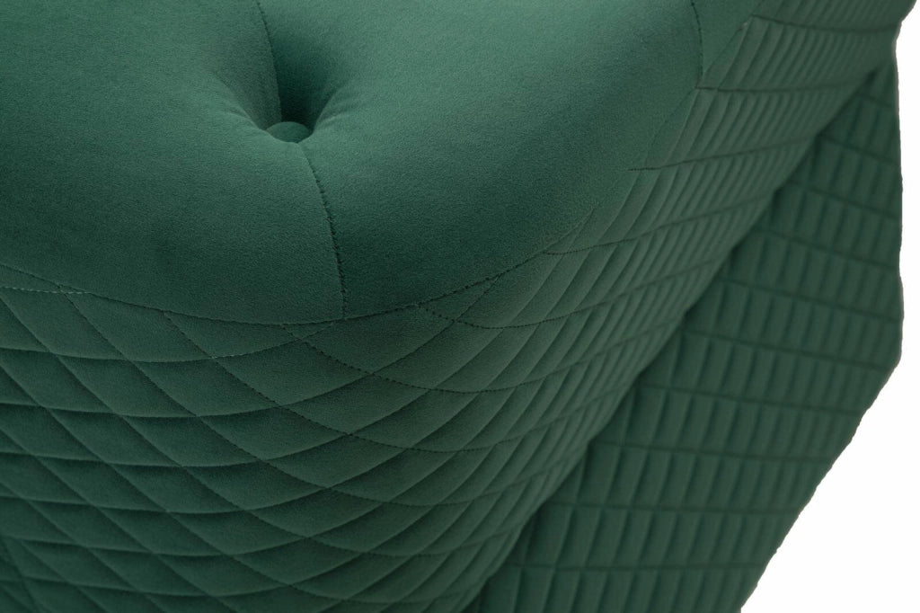 Divano fisso 2 posti Casio, Sofà dritto, Divanetto per salotto, Poltrona matrimoniale, 162x83 h76 cm, Verde e Oro