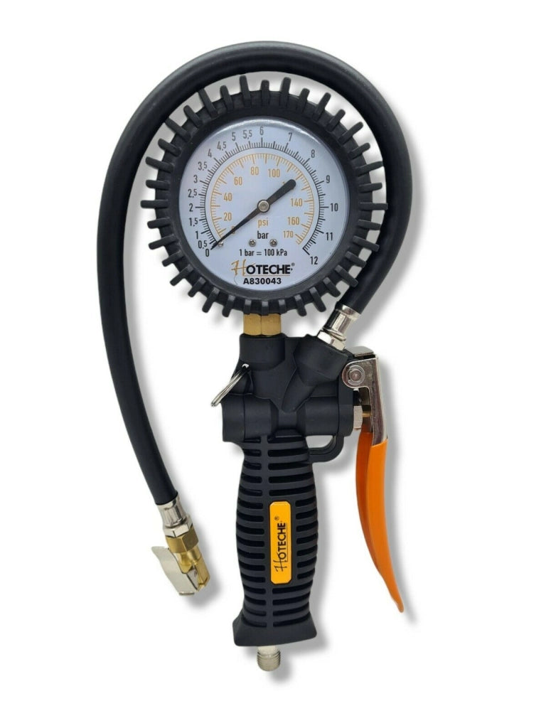 MANOMETRO ARIA COMPRESSA PRESSIONE GOMME 12 BAR PISTOLA GONFIAGGIO GOMME