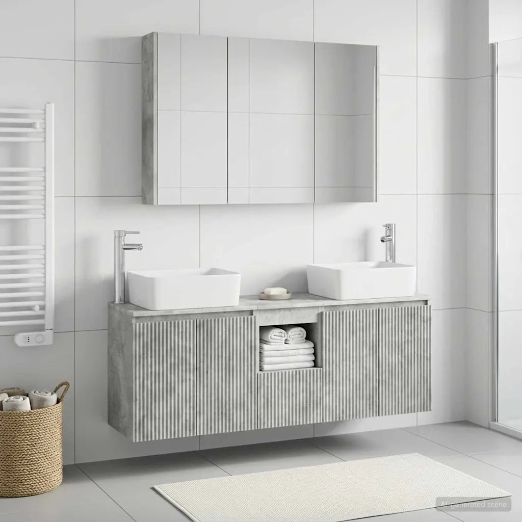 Set di Armadi da Bagno 4 pcs Grigio Cemento 3406426