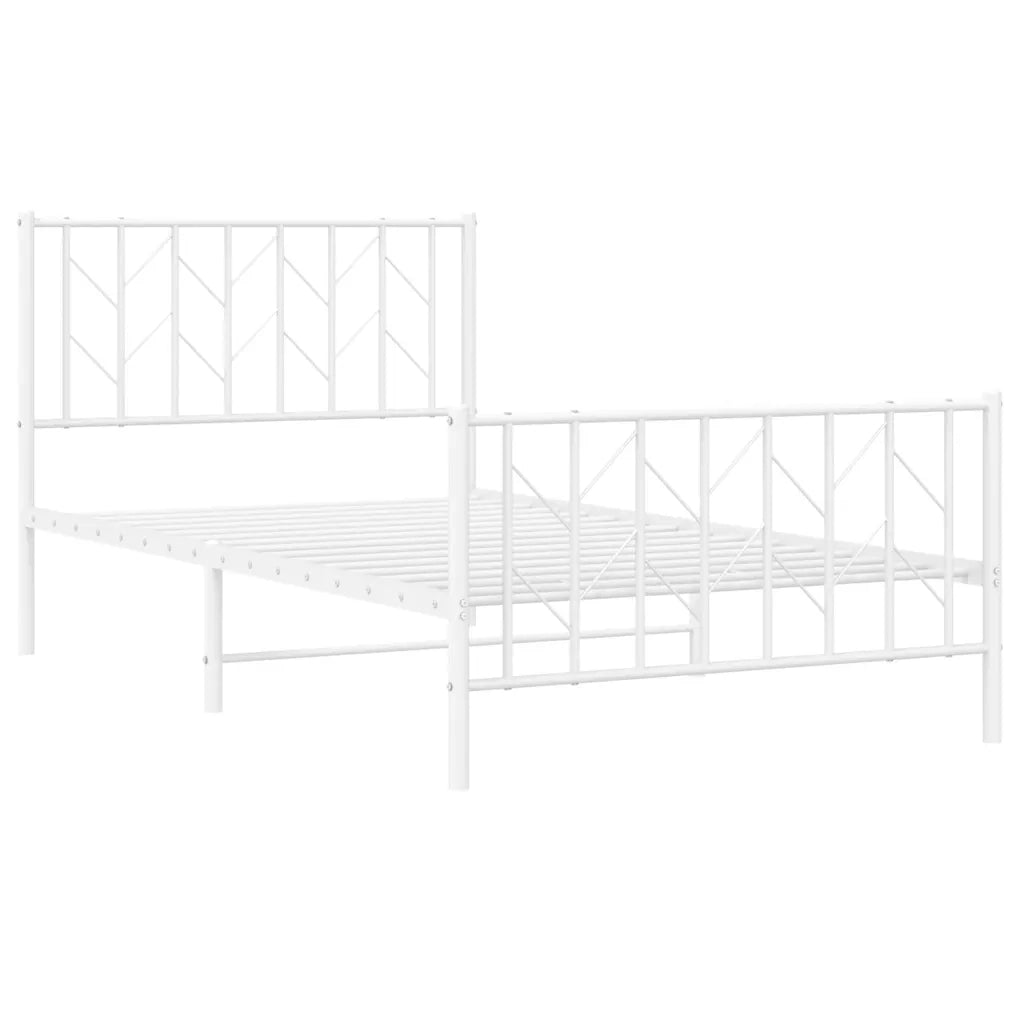 Giroletto con Testiera e Pediera Metallo Bianco 100x200 cm 374499