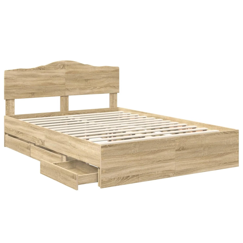 Struttura del letto con cassetto Rovere Sonoma 140 x 190 cm 3413007