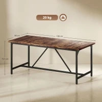 Tavolo da Pranzo Rettangolare per 6-8 Persone Stile Industriale con Gambe di Metallo 180x80x75,5 cm Marrone Rustico
