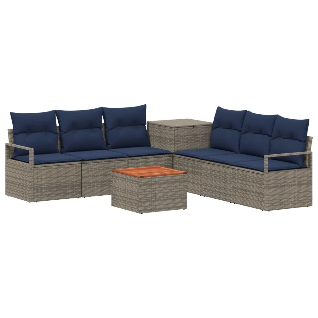 Set di divani 8 pz Grigio e Blu Navy Rattan sintetico e Acciaio 3448173