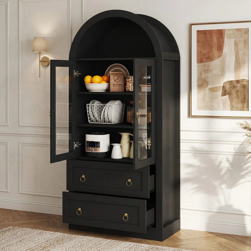 Armadio con ante e cassetti ¨C Minimal ¨C nero 80x36x170cm in legno multiuso per casa