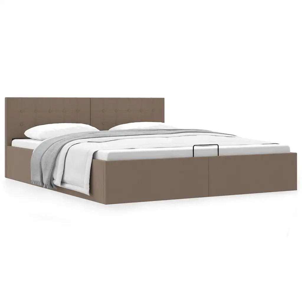 Letto matrimoniale | Letto per adulti | Giroletto con Contenitore Grigio Talpa in Tessuto 160x200 cm