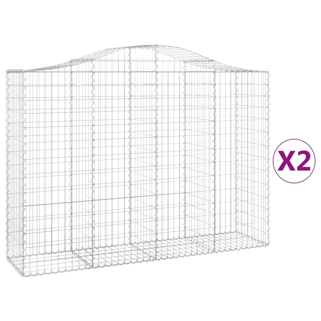 Set di 2 gabbioni ad arco per recinzione gabbia o muro di contenimento 200 x 50 x 140/160 cm ferro zincato argento 02_0041348