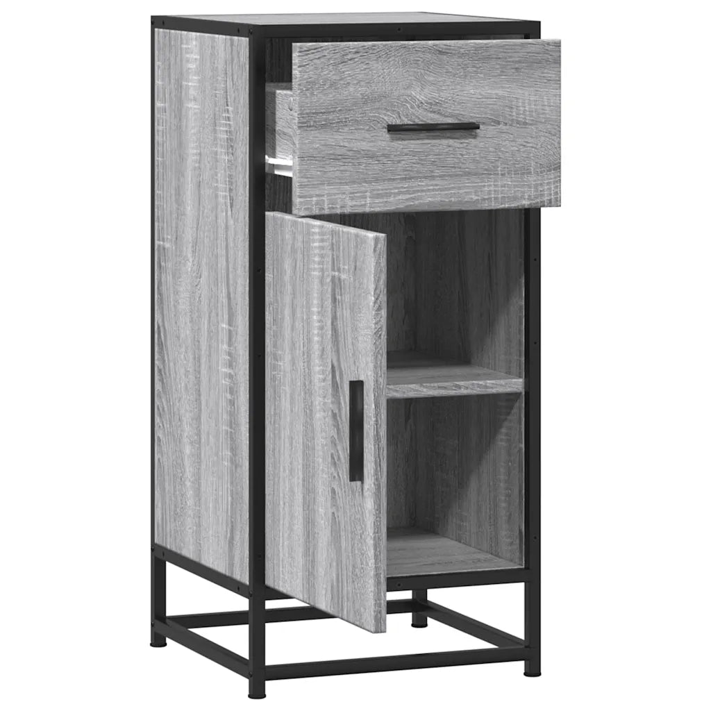 Credenza Grigio Sonoma 35,5x35x76 cm in Truciolato e Metallo 848962