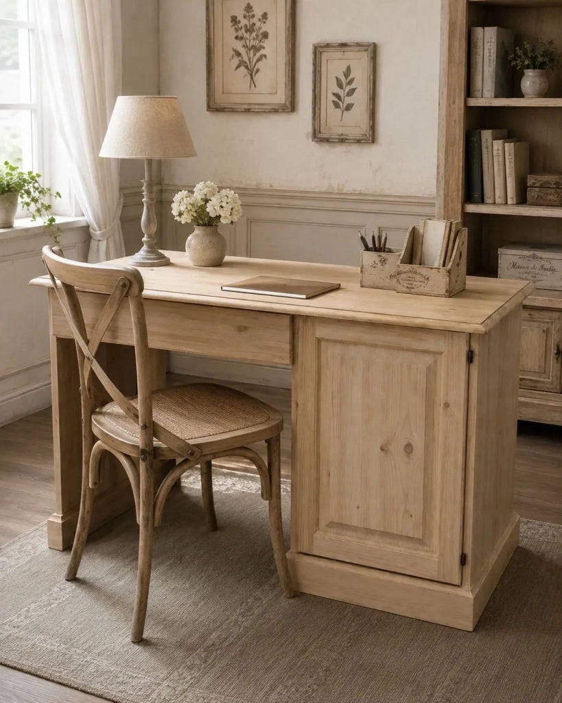 Scrivania porta frigo in legno grezzo l.125 p.56 h.80 (468) - Mobili 2G