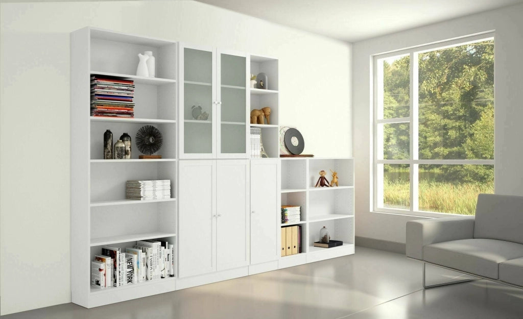 Libreria Bagaladi, Scaffale da ufficio, Mobile portalibri, Biblioteca, 79x28 h203 cm, Bianco