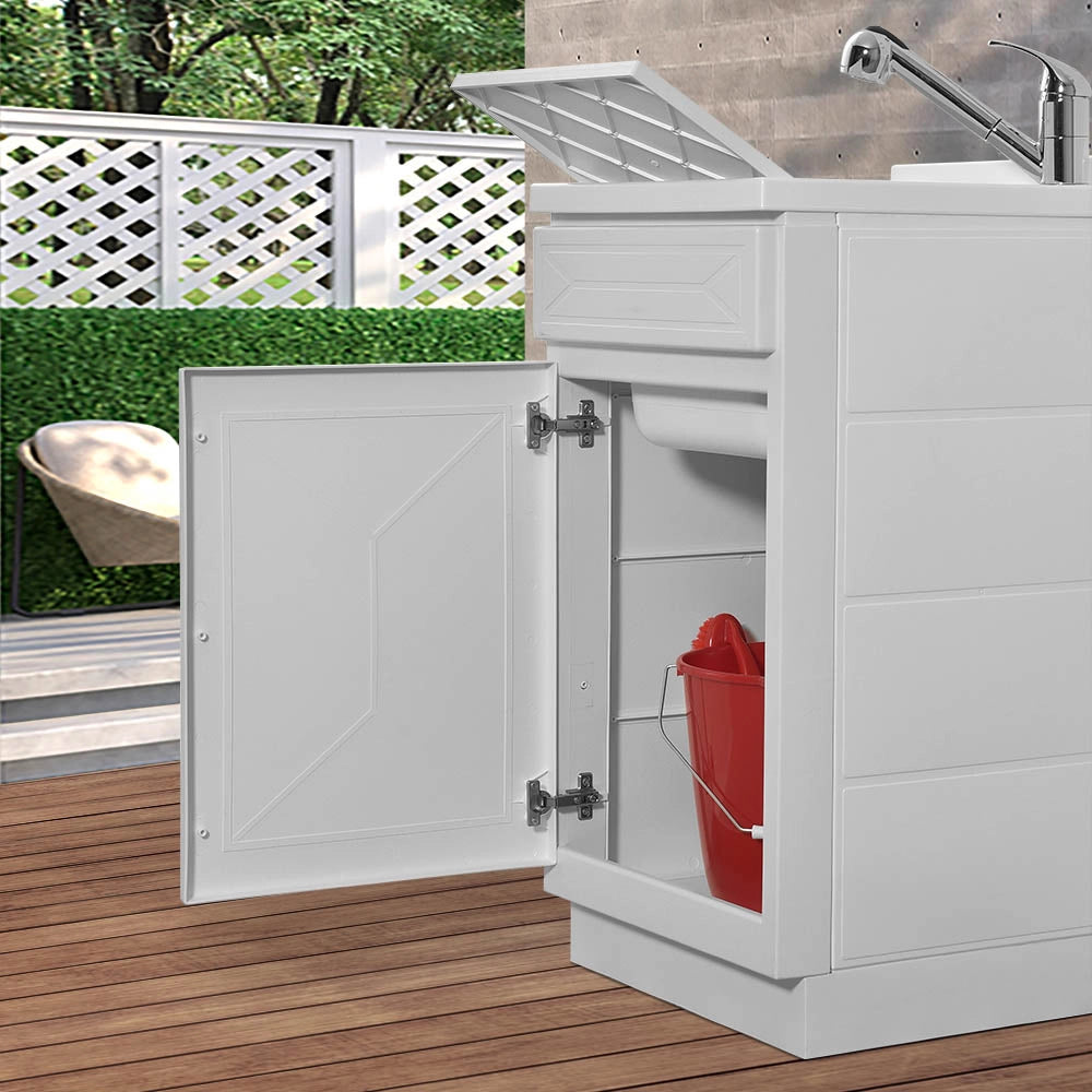 Mobile Lavatoio in Kit 45x60 cm con Vasca in Resina colore Bianco