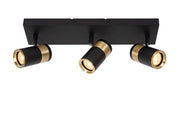 Plafoniera GORIK 3xGU10 nera oro rettangolare Lucide