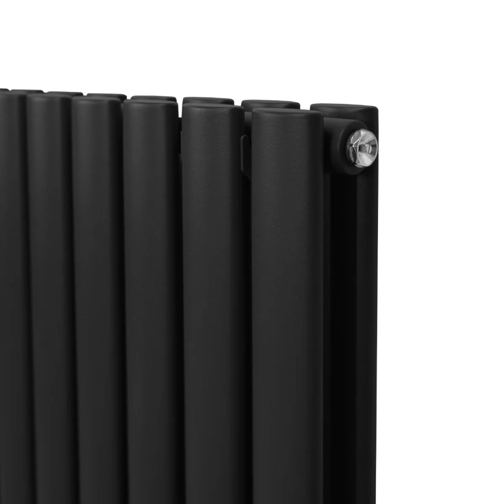 Radiatore a colonna ovale e valvole cromate TRV Designer Nero  600 mm x 1200mm