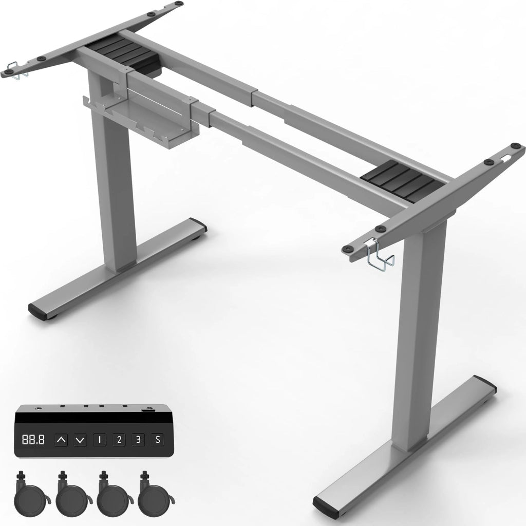 Telaio da scrivania regolabile in altezza con 2 motori, scrivania elettrica, carico massimo: 120 kg, telaio da tavolo regolabile in altezza, grigio
