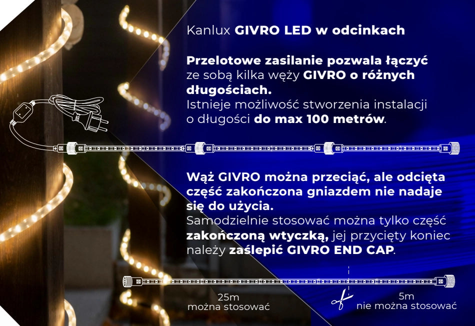 Cavo alimentazione con spina per tubo Givro Kanlux IP65