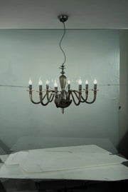 LAMPADARIO DEBUSSY 8 LUCI FUME' E CROMO ATTACCO E14 D.84CM