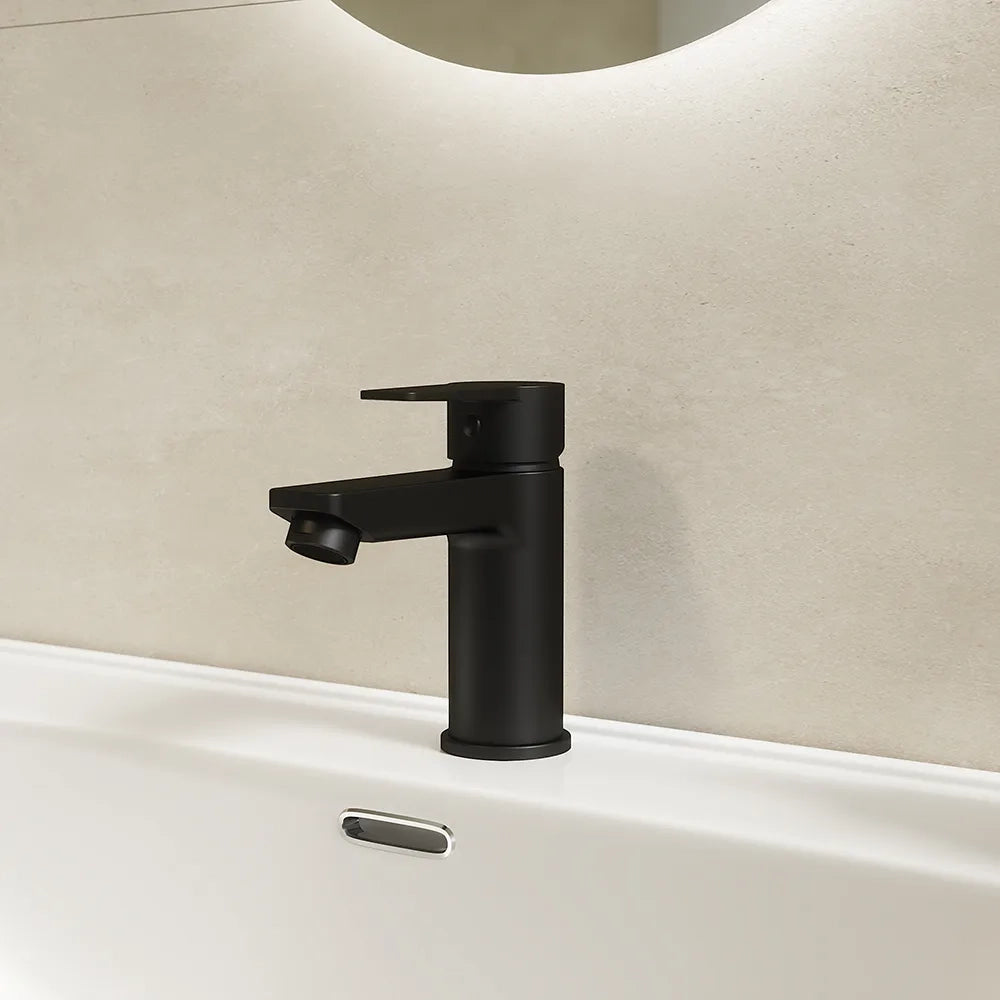 Set miscelatori: lavabo bidet senza scarico e incasso doccia c/deviatore nero opaco | Jane