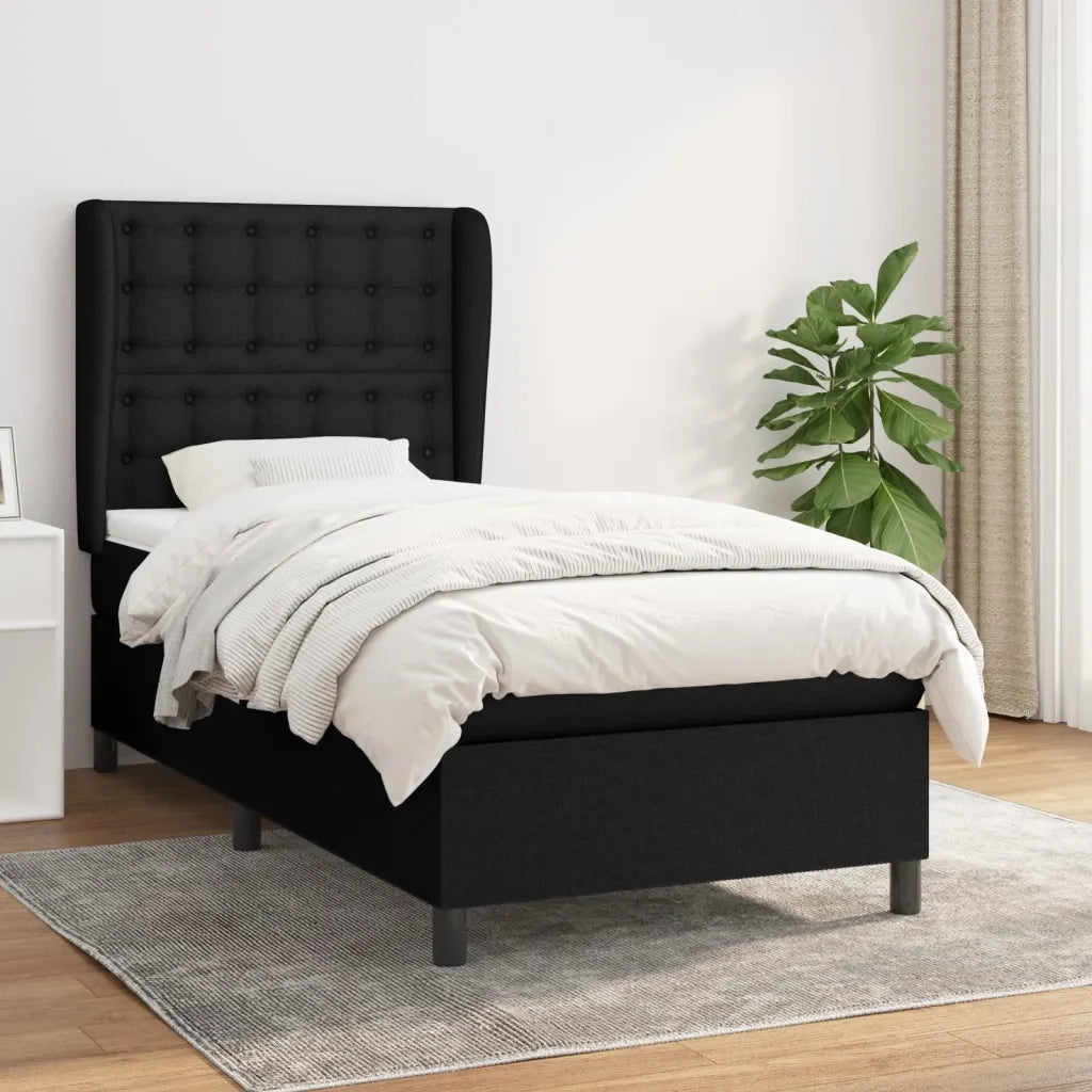 Giroletto a Molle con Materasso Nero 90x190 cm in Tessuto 3128247