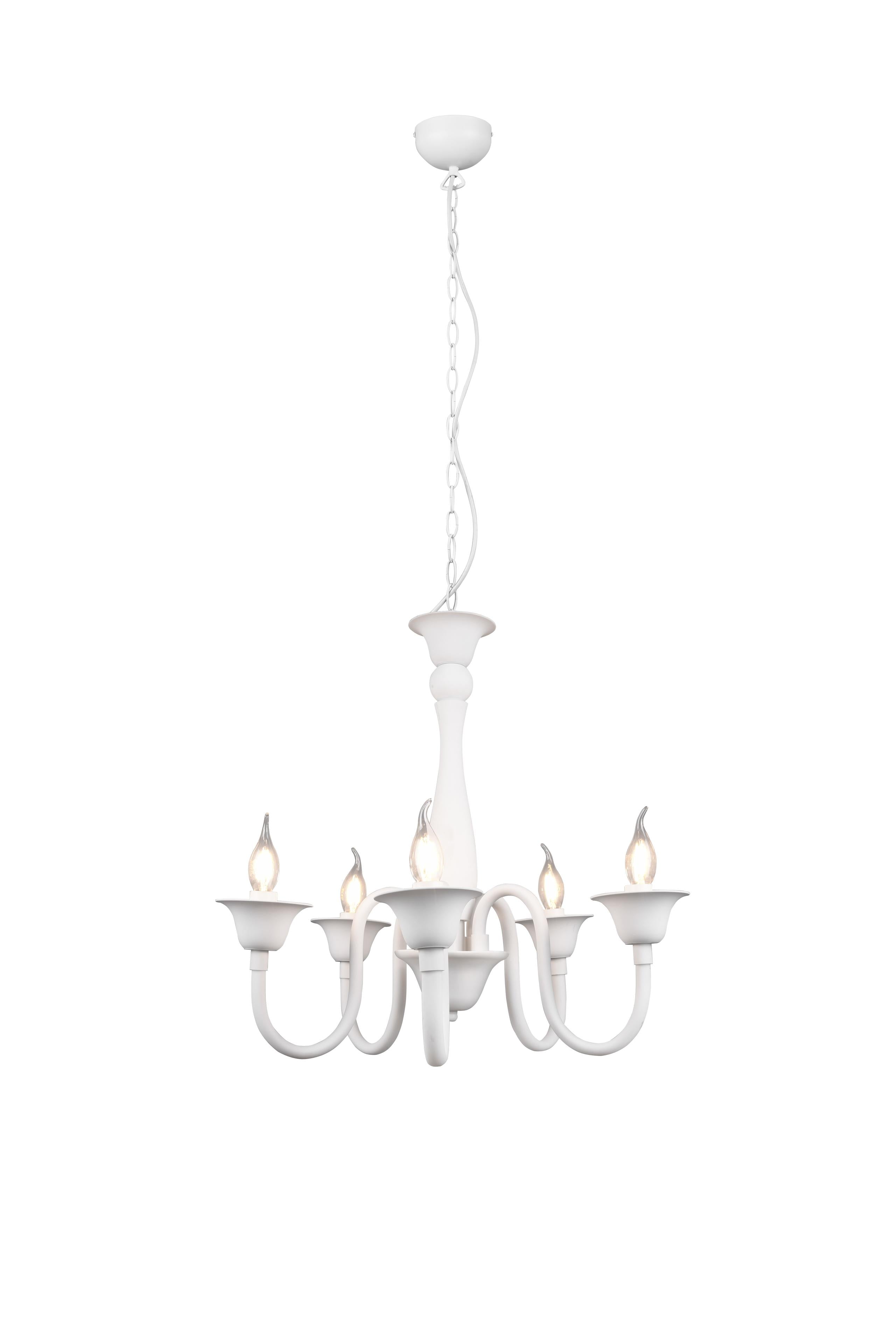 Lampadario da Interno  E14 in Metallo Bianco Opaco