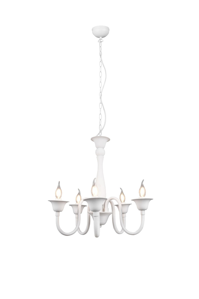 Lampadario da Interno  E14 in Metallo Bianco Opaco