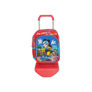 Trade Shop - Zainetto Scuola Microfibra Con Carrello Trolley Estraibile 2 Ruote Mickey Mouse -