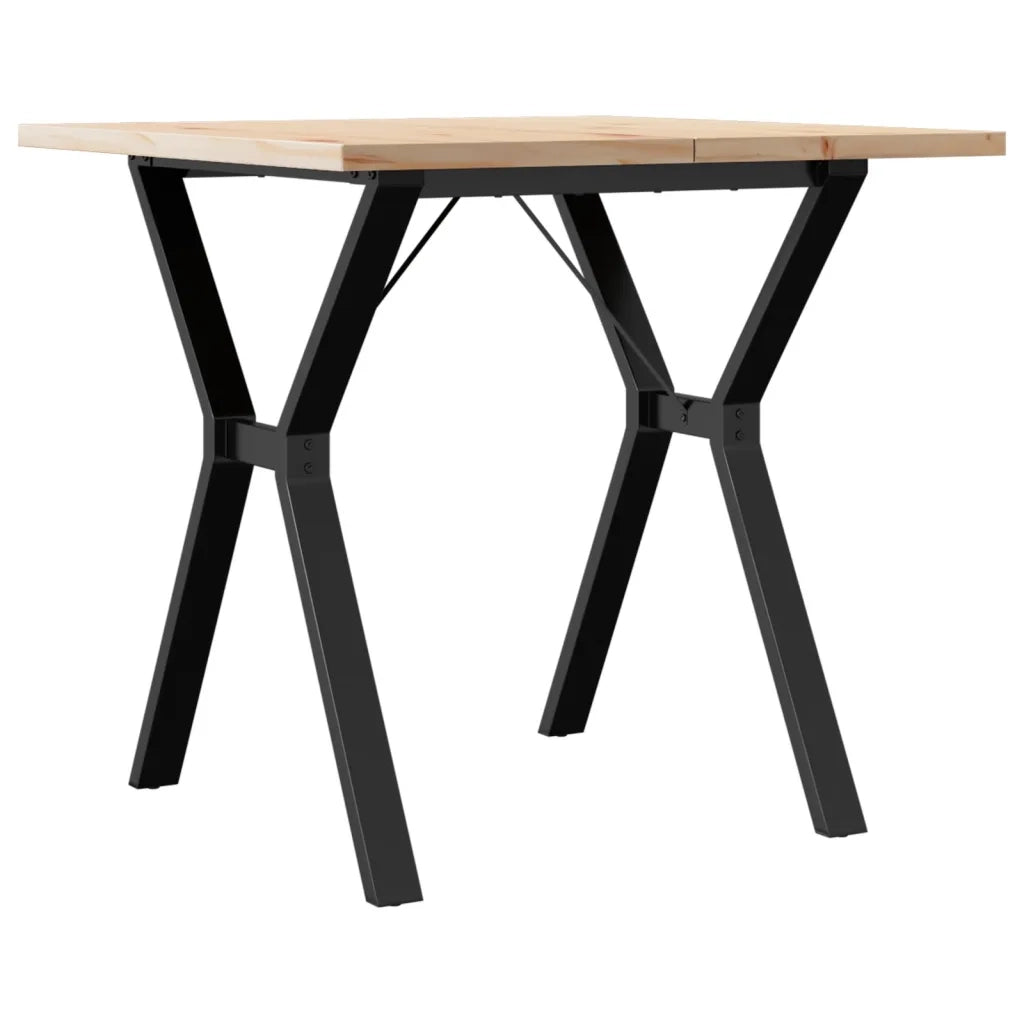 Tavolo da Pranzo Telaio a Y 80x80x75,5 cm Legno Pino e Acciaio