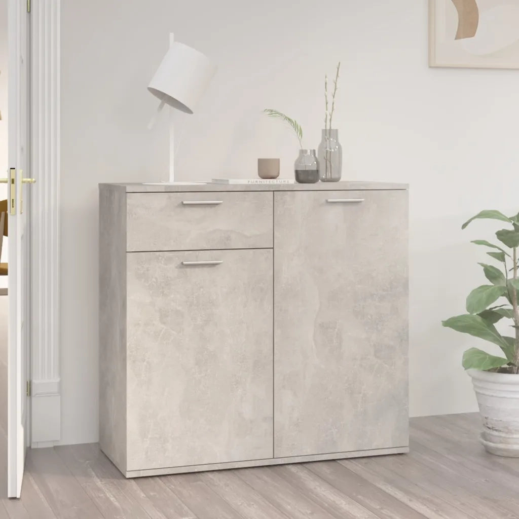 Credenza-Buffet-Armadio da cucina Grigio Cemento 80x36x75 cm in Legno Multistrato