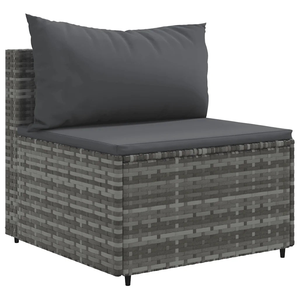 Set Divano da Giardino 6 pz con Cuscini Grigio in Polyrattan