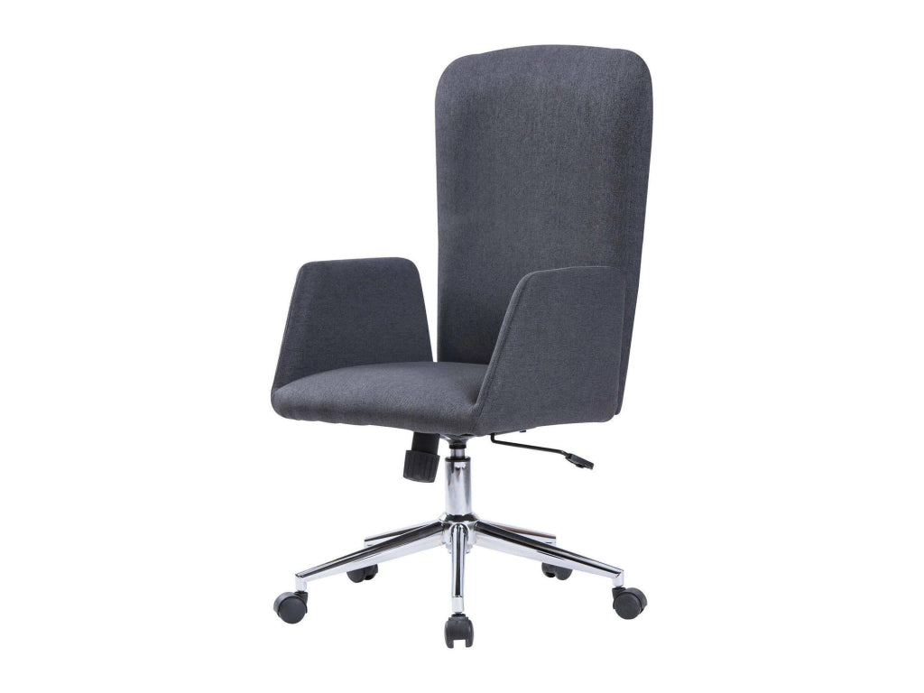 Sedia da ufficio Petrarca, Poltrona presidenziale con braccioli, Sedia ergonomica direzionale da ufficio, 55x56h98/105 cm, Grigio
