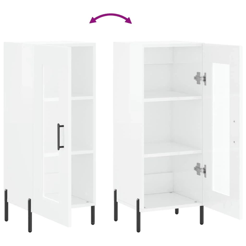Buffet credenza cassettiera mobiletto mobile contenitore organizer per cucina soggiorno finitura lucida 34,5 x 34 x 90 cm legno ingegnerizzato bianco 02_0030593