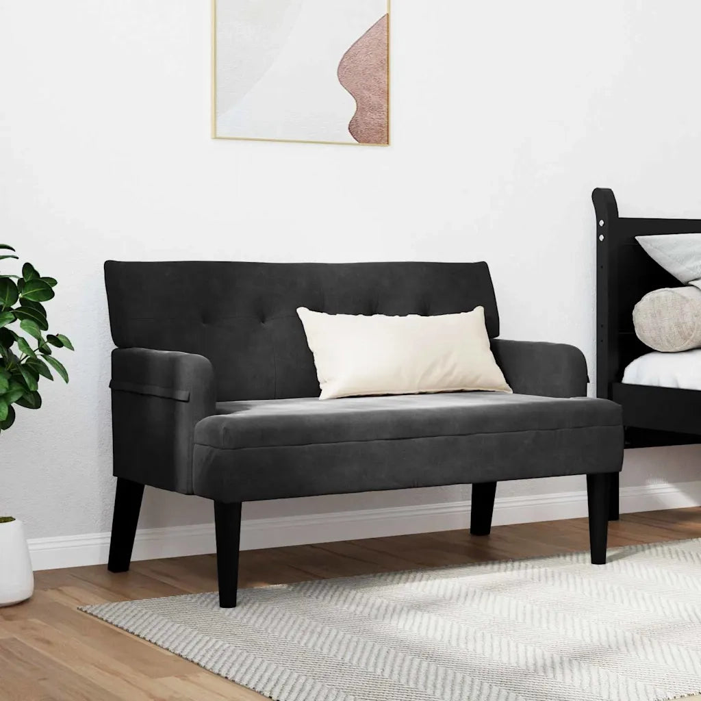 Panca Chesterfield Nero 112 x 65,5 x 75 cm Velluto CFW8501073
