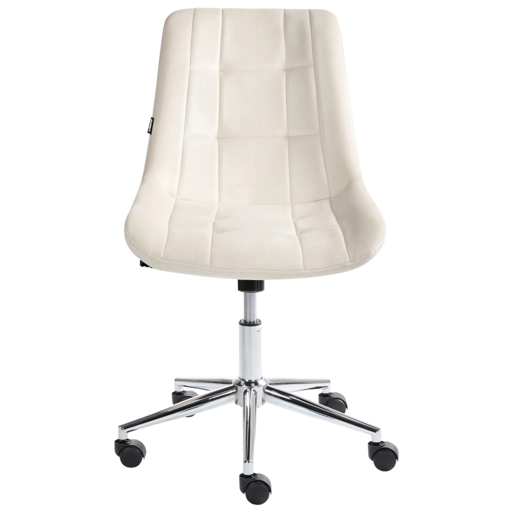 Sedia da ufficio con seduta e schienale in velluto bianco sporco girevole regolabile in altezza moderna per ufficio domestico