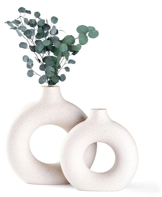 Vasi per pampas, decorazione moderna per la casa, vaso creativo artigianale fiori secchi bianchi ceramici finitura opaca decorazione per ufficio e casa.