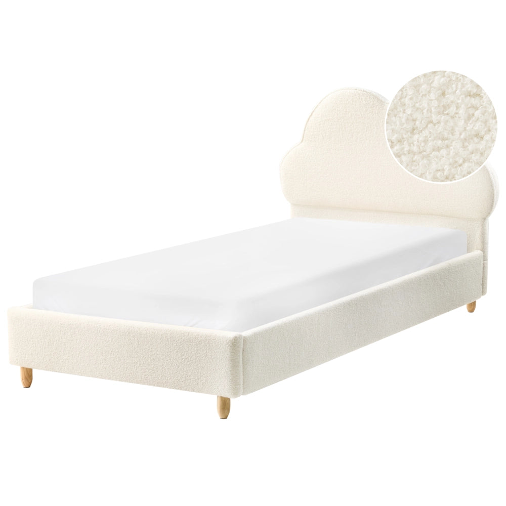 Letto bianco sporco Velluto Imbottito Telaio Poggiatesta 3ft EU Dimensione Singola Camera da Letto Bambini Camera Moderna Tradizionale