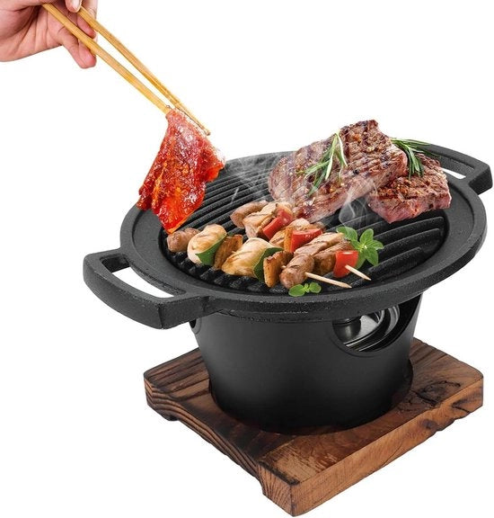 Griglia Hibachi - Porzione Singola Griglia Yakiniku - Griglia Mini Portatile - Utilizzabile Interno ed Esterno