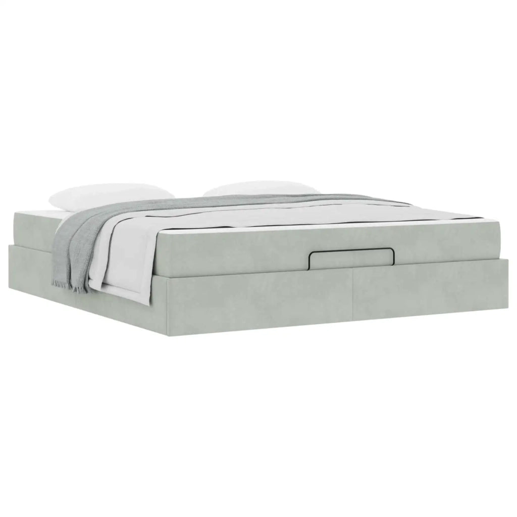Struttura letto con materasso 2 pcs Grigio chiaro Velluto 3399576