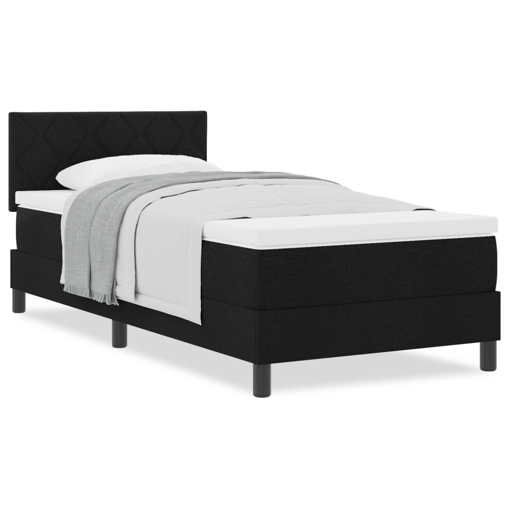Letto con Box Spring Nero 90x190 cm Tessuto