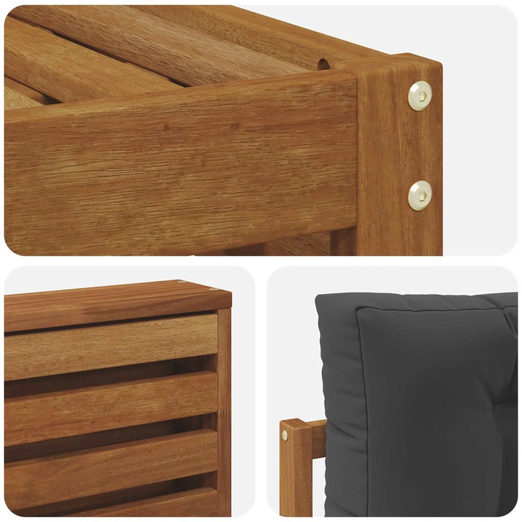 Set divani 6 pcs Naturale e Antracite Legno di Acacia Massello 3373907