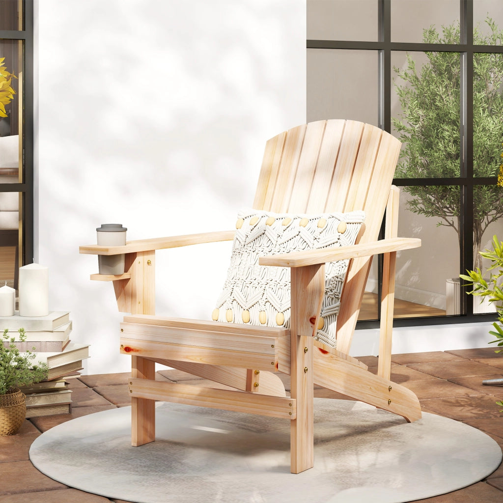 Poltrona da giardino Adirondack con portabicchieri ¨C zephmum ¨C legno massello 72x95x93 cm