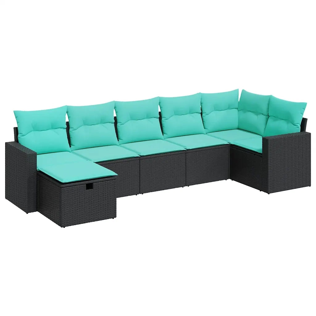 Set Divani da Giardino con Cuscini 7pz Nero Polyrattan 3325403