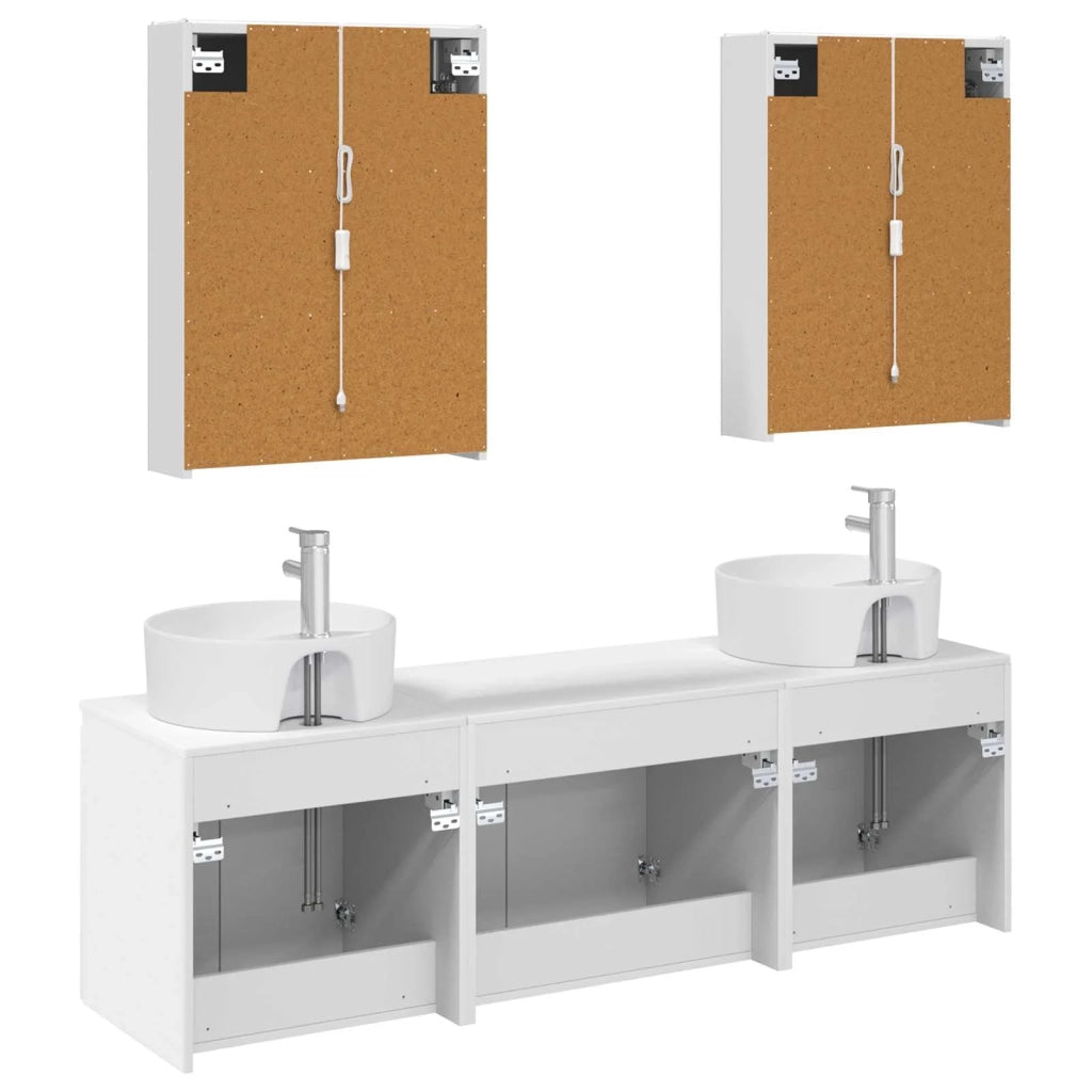 Set di Armadi da Bagno 5 pcs Bianco Legno ingegnerizzato 3406447