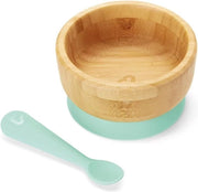 Piatto per Bambini in Bambù con Foro e Cucchiaio - Adatto per Bambini e Piccoli da 6 Mesi in Su - Materiale BPA-Gratuito Servizio da Tavola per Bambini in Bambù