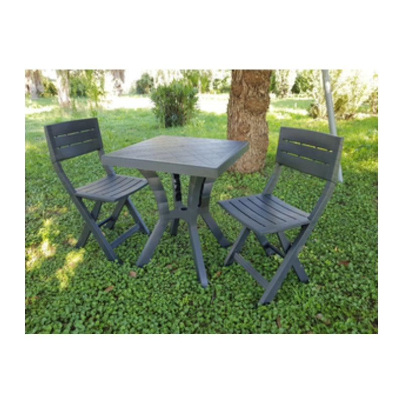 SET DUETTO RESINATAVOLO + 2 SEDIE ANTRACITE DIMAPLAST 2000 1 PZ