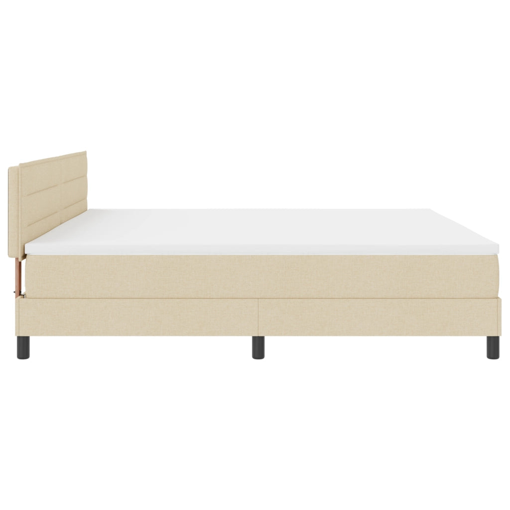 Letto Box Spring con Materasso Crema 200x200 cm Tessuto