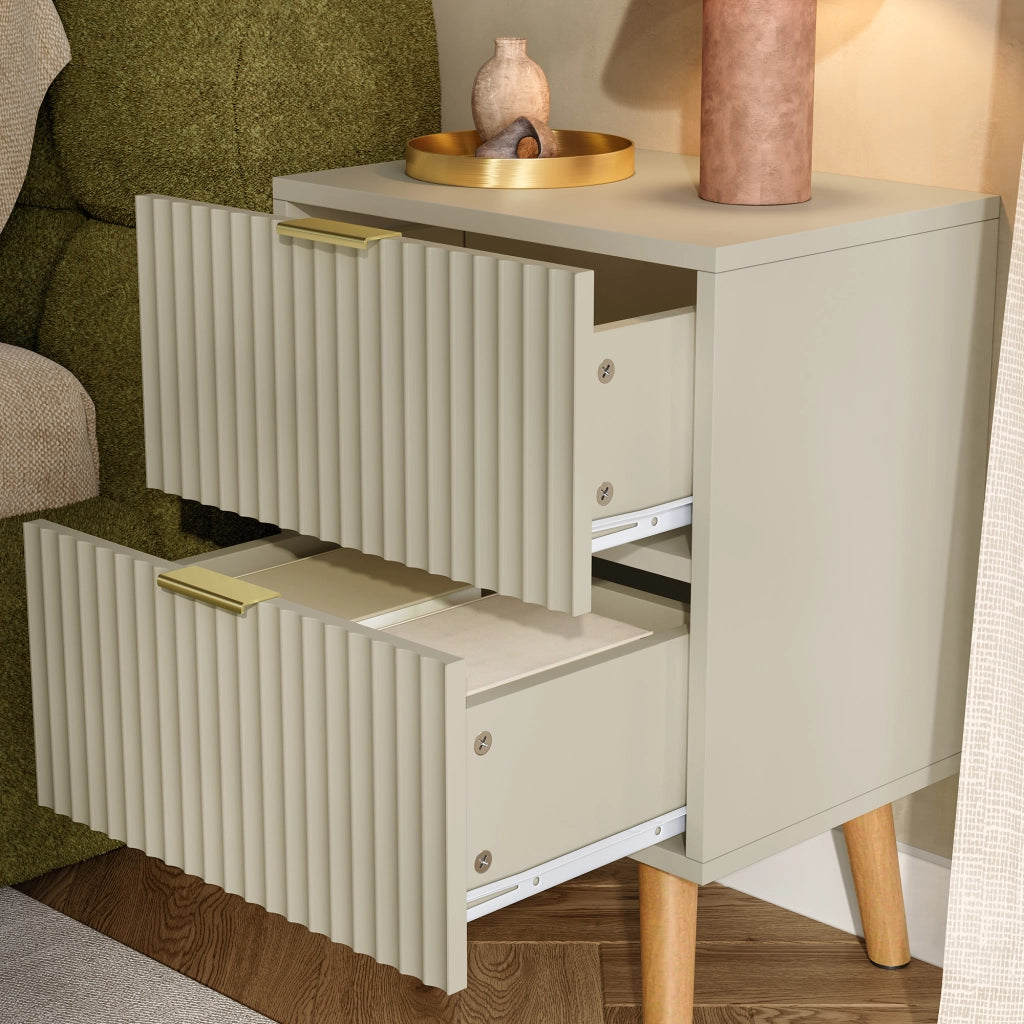 Comodino Nand con 2 Cassetti 55x40x30 cm color Sabbia [en.casa]